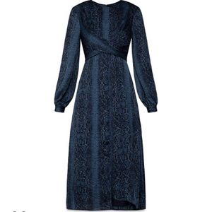 BCBGMAXAZRIA Snakeskin-Print Blouson Midi Dress
